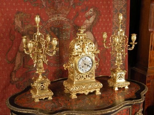 **** Sold **** Superb Antique French Clock Set - Japy Freres
